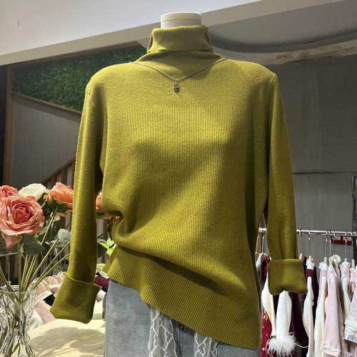 2025秋冬新款送项链高领灰色针织打底衫女上衣洋气内搭套头毛衣暖