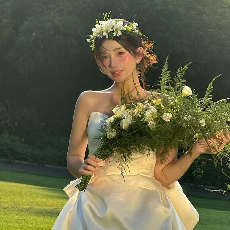 韩式小众瀑布手捧花|自然风森系|瀑布款手捧仿真花|婚纱摄影超仙