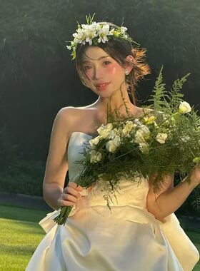 韩式小众瀑布手捧花|自然风森系|
