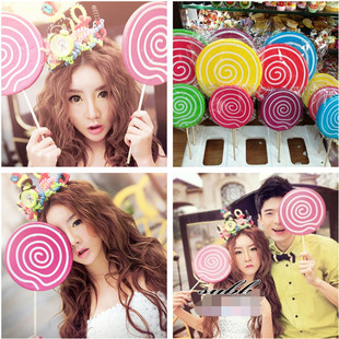 新款儿童摄影道具影楼婚纱旅拍照泡沫大号仿真棒棒糖演出道具摆件