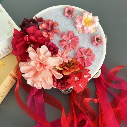 绢花手鼓花朵飘带汉服古风道具