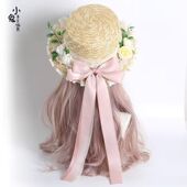多色法式 田园风草帽lolita洛丽塔帽子追忆草帽软妹法式 花朵遮阳帽