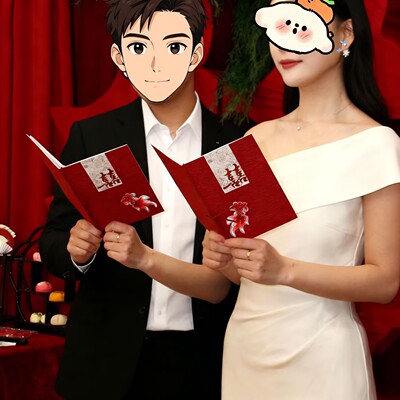 原创设计新中式婚礼誓言卡手卡