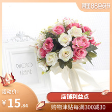 新娘手捧花韩式婚礼伴娘结婚照手抛花球创意旅拍摄影道具仿真玫瑰