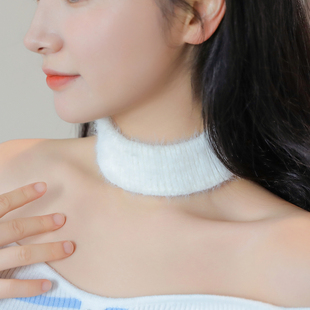 秋冬新品毛绒绒围巾护颈椎脖套围脖防寒加厚双层假领子颈部装饰女