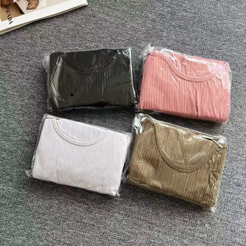 亏，女装圆领薄款秋衣秋裤肌底衣套装修身弹性打底衫套装