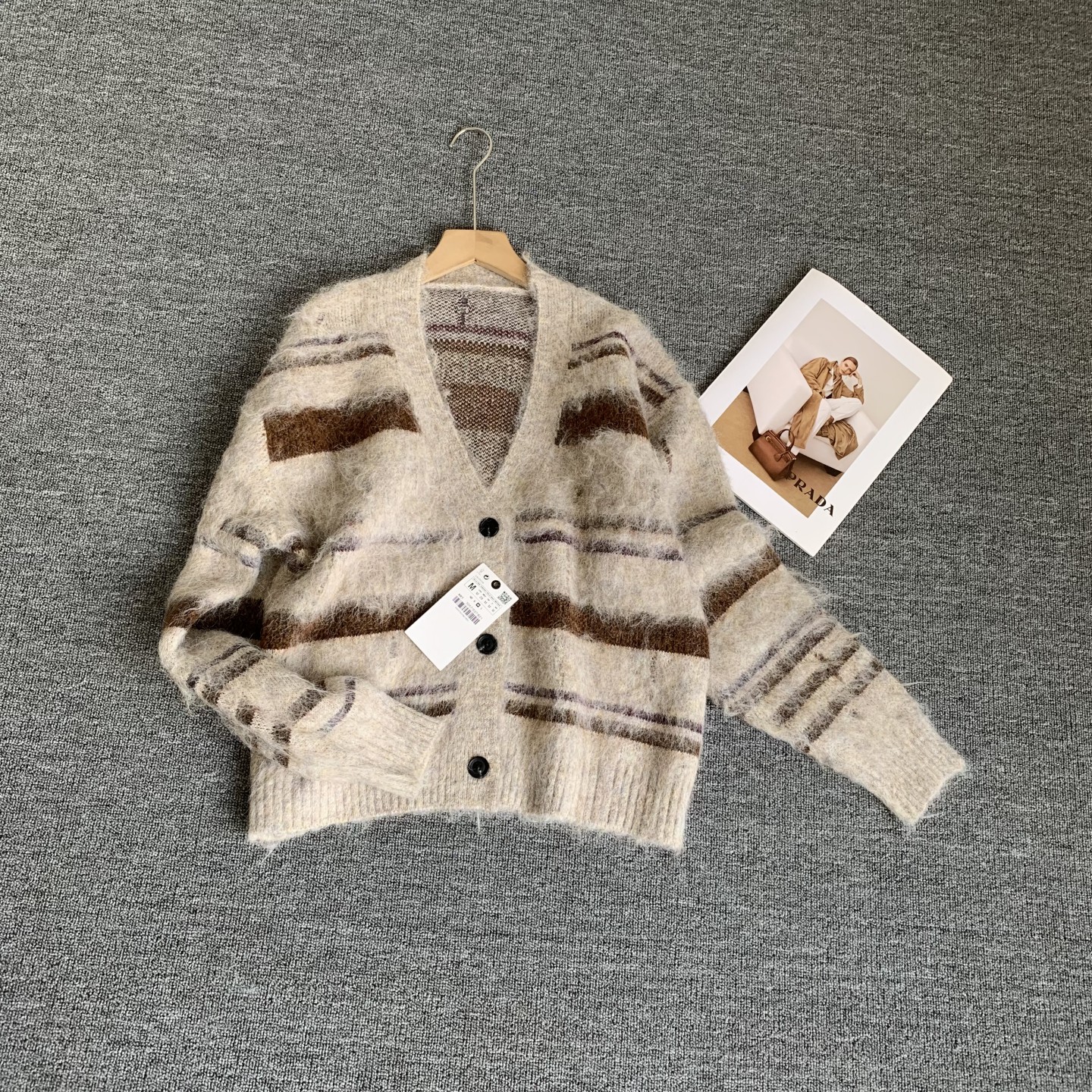 韩版拼接撞色针织开衫