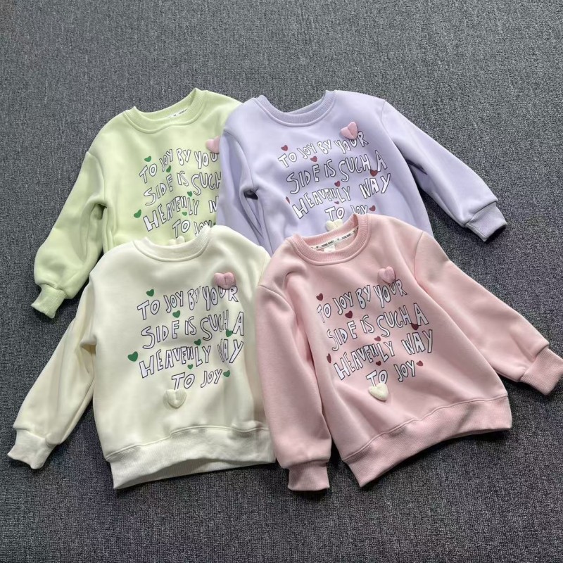 女童春秋圆领套头卫衣