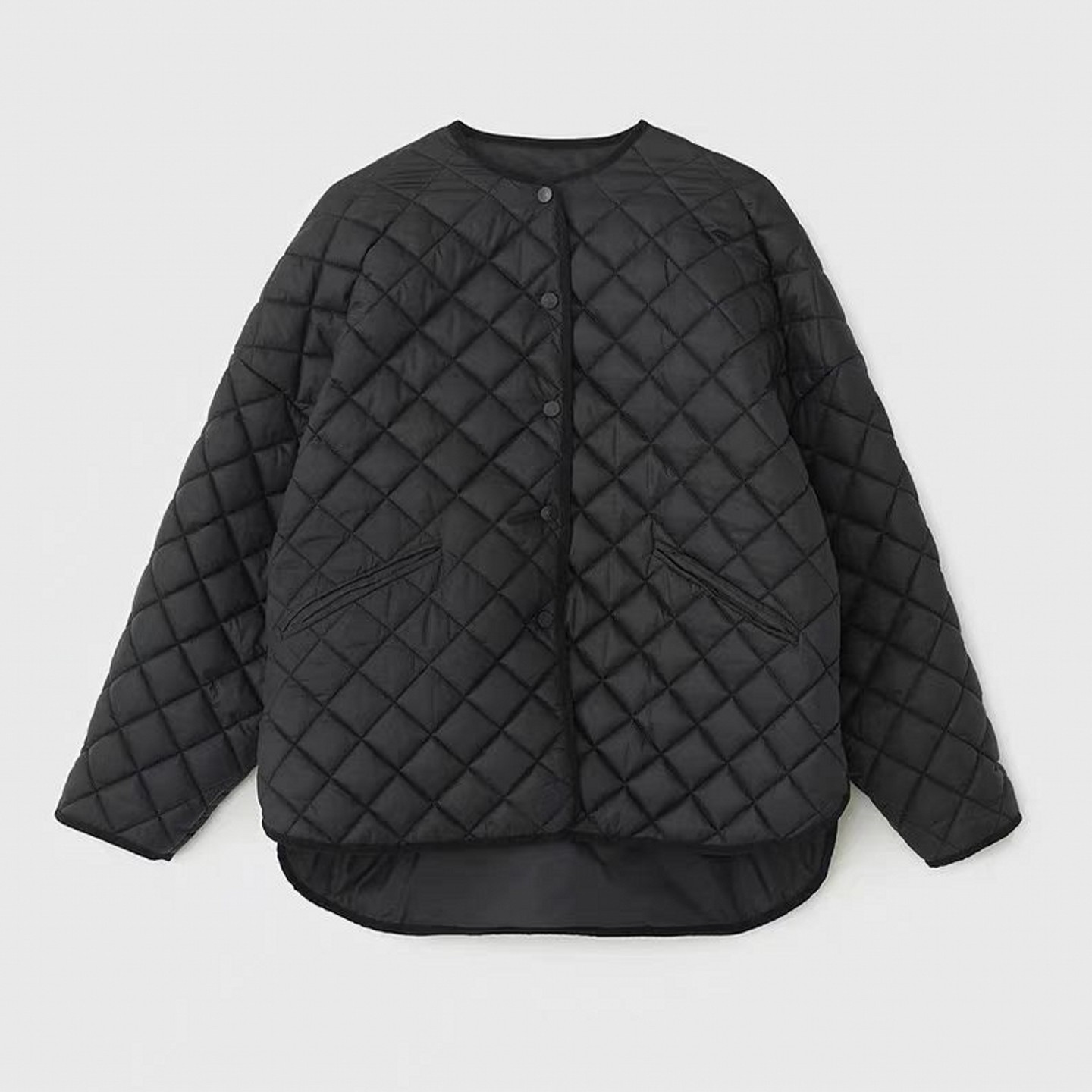 菱形格棉服女冬季宽松保暖棉外套