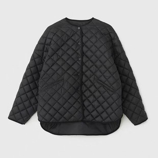 外贸原单尾货女士棉衣小个子菱形格棉服女冬季宽松百搭保暖棉外套