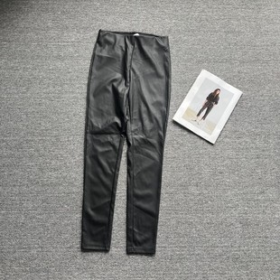 紧身弹力纯色百搭小脚裤 外贸原单柔软仿绵羊皮裤 女高腰显瘦薄款