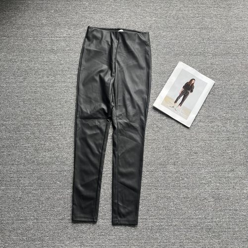 仿绵羊皮高腰显瘦弹力小脚皮裤