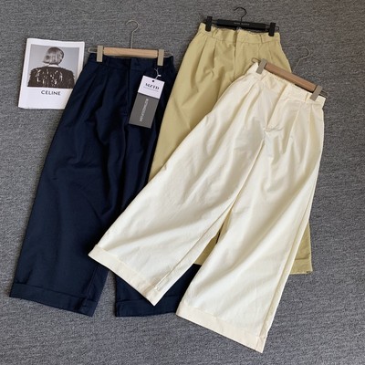 三好外贸女装 夏季新款女裤高腰显瘦直筒裤休闲阔腿裤九分薄裤子