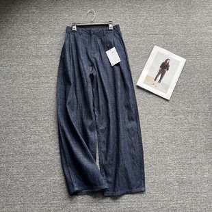 外贸女装女裤复古老钱风牛仔裤女早春高腰宽松休闲百搭时尚阔腿裤