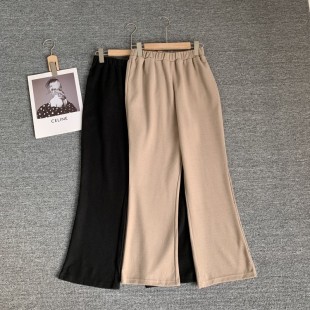 洋气高腰显瘦宽松百搭休闲微喇休闲裤 日单 新款 女春季 复古微喇裤