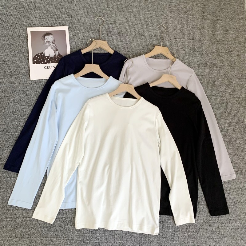 高品质 日单原单外贸女纯棉长袖T恤女春秋款休闲百搭基础款上衣