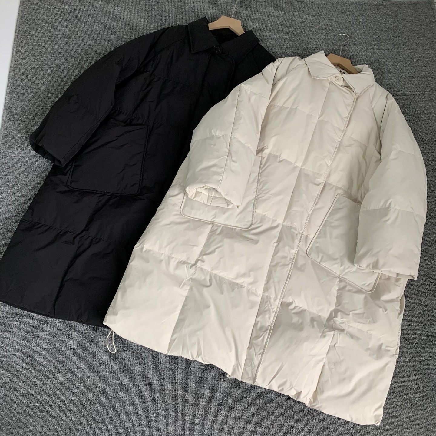 韩版长款过膝羽绒服大口袋宽松