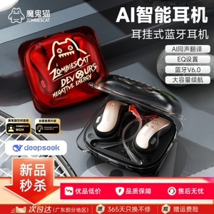 魔鬼猫运动蓝牙耳机夜跑无线挂耳式不入耳AI翻译2026新款礼物B22