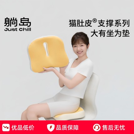 躺岛久坐防屁股痛坐垫屁垫通风透气可拆洗靠垫静音防滑办公室椅垫