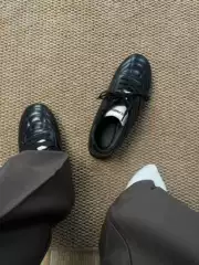 Trendy Breathable German Training Shoes, Retro Sneakers, Black High-End Casual Leather Shoes, Commuting Racing Versatile Derby Shoes for Men