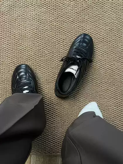 Trendy Breathable German Training Shoes, Retro Sneakers, Black High-End Casual Leather Shoes, Commuting Racing Versatile Derby Shoes for Men