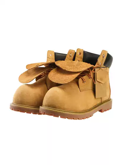 Big-Headed Mickey Derby Yellow Boots, Indestructible, High-End, High-Top, Thick-Soled, Height-Increasing, Commuter Shoes, Tongue-Style Autumn Martin Boots