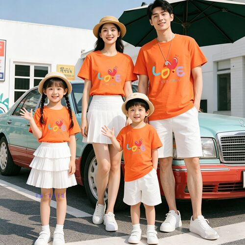 LOVE亲子装短袖中小学生表演班服