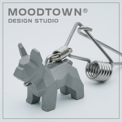 模范镇moodtown原创复古工业风治愈系不锈钢礼品钥匙扣挂件-法斗