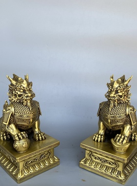 铠甲麒麟一对带底座摆件招财门厅