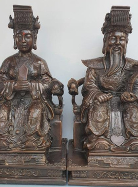 铜玉帝王母像摆件一套大号40厘米