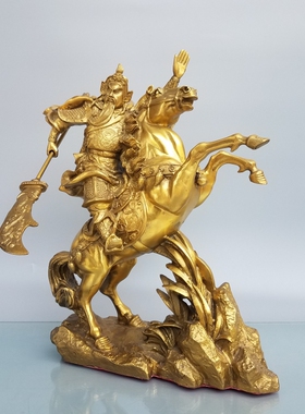 铜关公骑马铜像摆件武财神立马