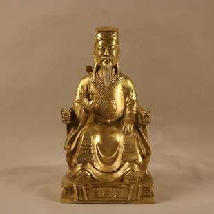吕洞宾铜像 纯阳子像 岩客子小号黄铜家居客厅桌面摆件7寸20公分