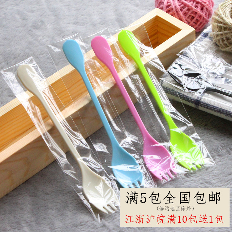 一次性叉勺一体长柄塑料甜品勺