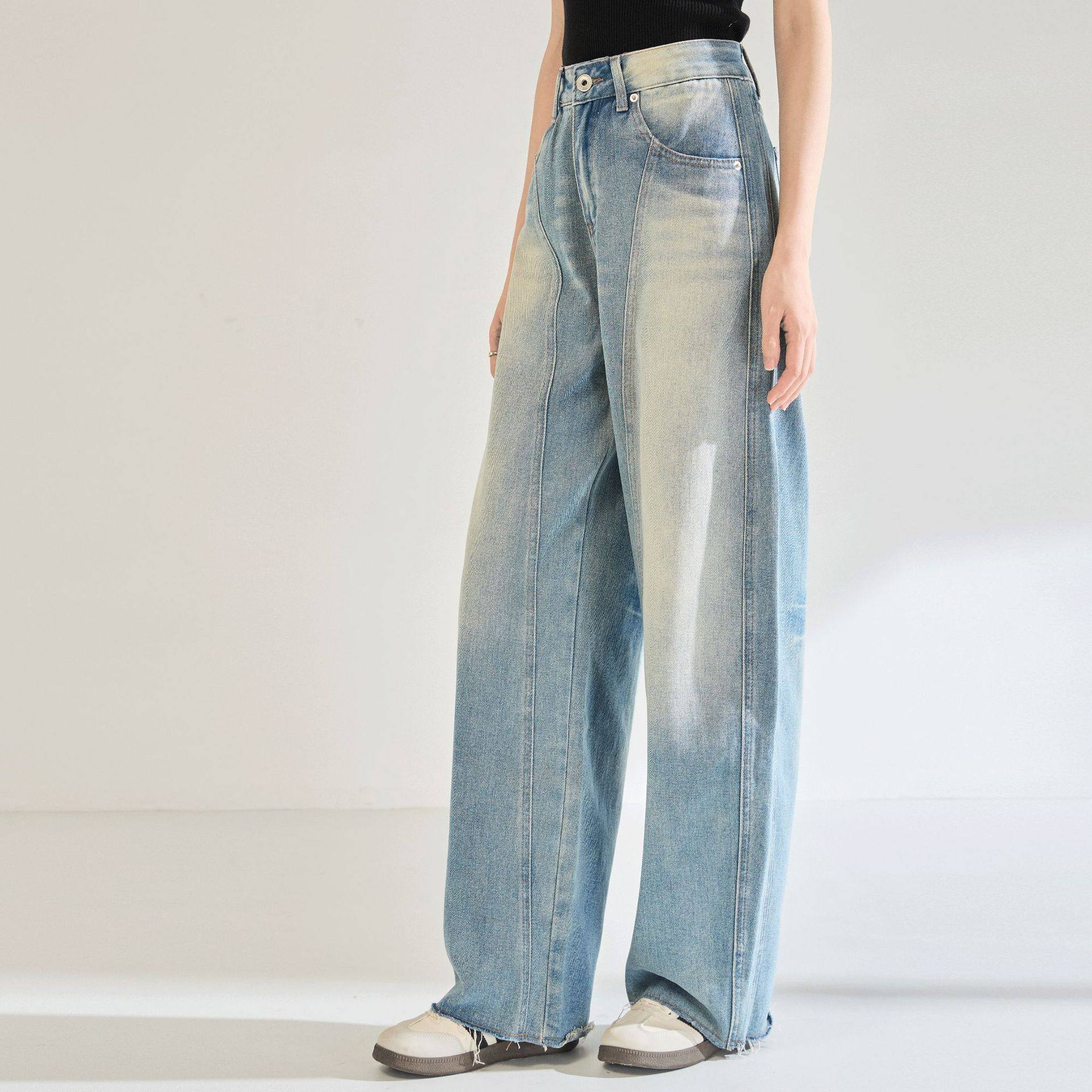 25秋季新款高腰阔腿裤宽松水洗美