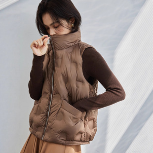 保暖背心流行压胶轻薄外套 时尚 25冬新款 90绒羽绒马甲女短款