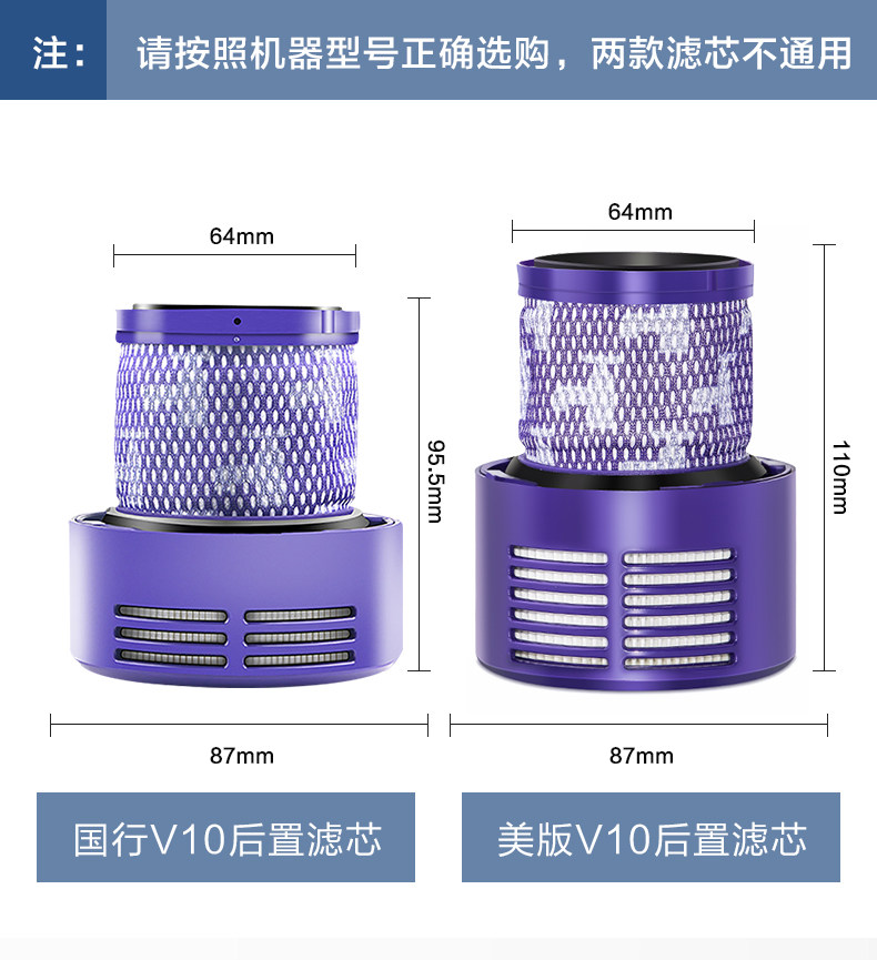 适配dyson戴森吸尘器配件V6V7V8V10V11过滤网除螨前置后置滤芯