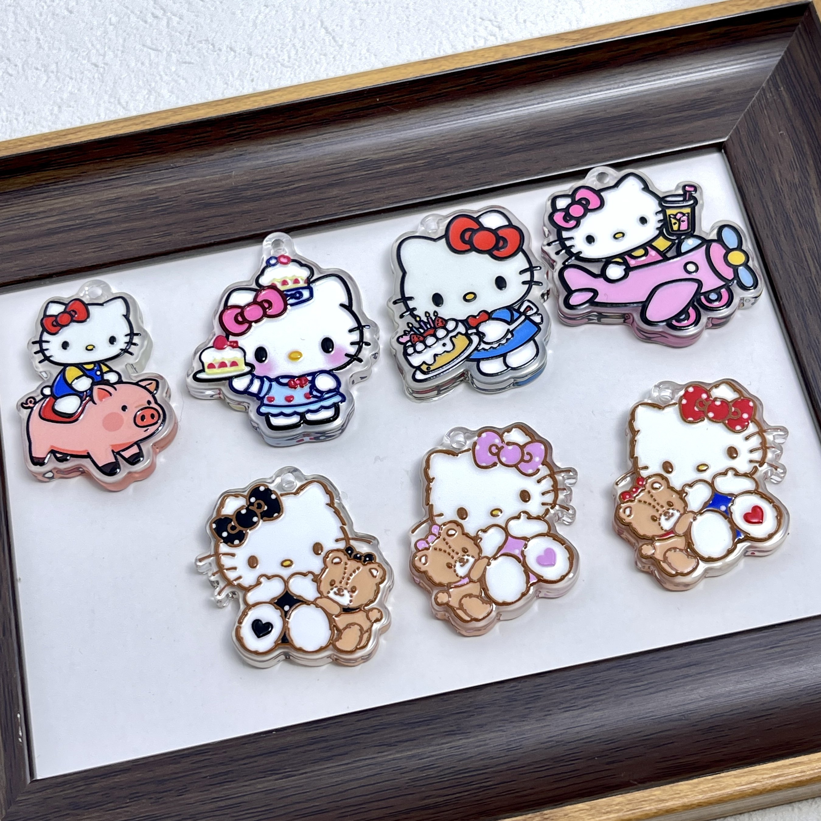 大喜亚克力kitty片片吊坠diy手工材料手机链吊孔配件包包饰品