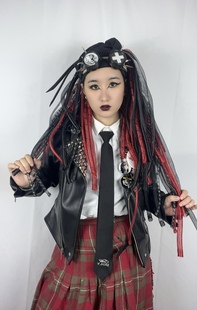 fall头饰 亚文化定制赛博武侠单马尾赛博哥特Cyberlox 暗码 牌