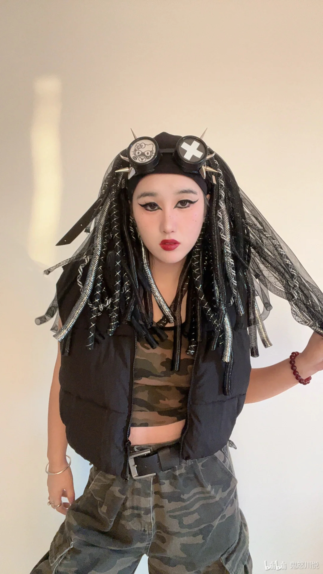 暗码牌原创-赛博哥特goth风黑银时装朋克cyberlox头饰假发