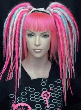 暗码牌-亚文化cybergoth赛博哥特Cyberlox头饰数据辫子双马尾款