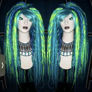 暗码牌-哥特亚文化cybergoth 赛博哥特Cyberlox舞蹈dj头饰脏辫款