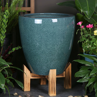 加高荷花缸景德镇陶瓷水缸可配实木座落地字画卷收纳阳台园艺花盆