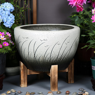 景德镇陶瓷鱼缸造景荷花缸金鱼缸碗莲花盆落地庭院大型水缸造景盆