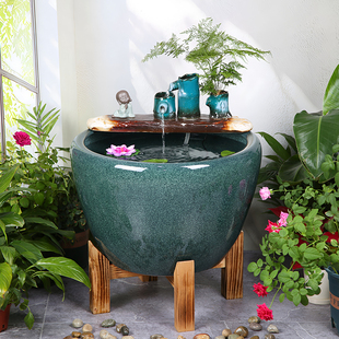 流水鱼缸喷泉造景过滤缸套组观背水培缸招财开业礼室内加湿办公室