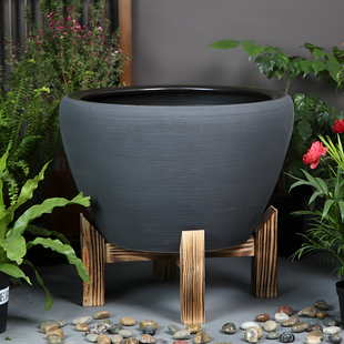 古法鱼缸青鱂观背专用缸水藻植物水培缸荷花缸一叶莲盆茶室大水缸