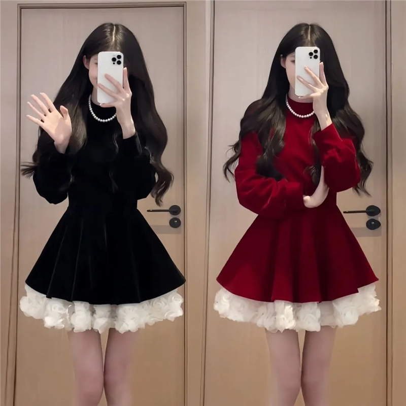 法式时尚连衣裙女2025秋冬短裙子