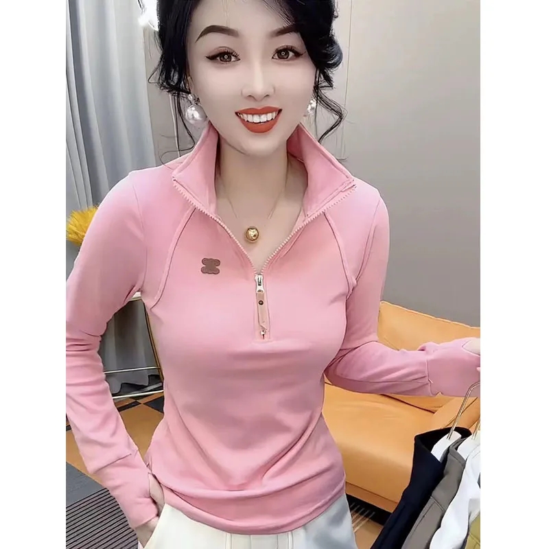 2025秋冬新款洋气显瘦立领打底衫