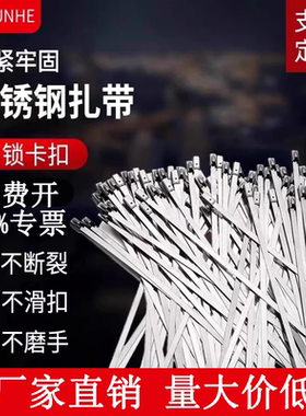 304不锈钢扎带4.6mm自锁式金属船用室外固定座束带绑带抱箍捆扎带