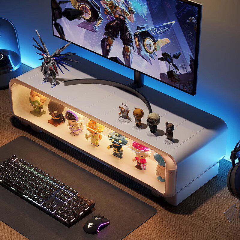 桌面电脑显示器增高架创意透明盲盒公仔手办展示架办公室垫高底座