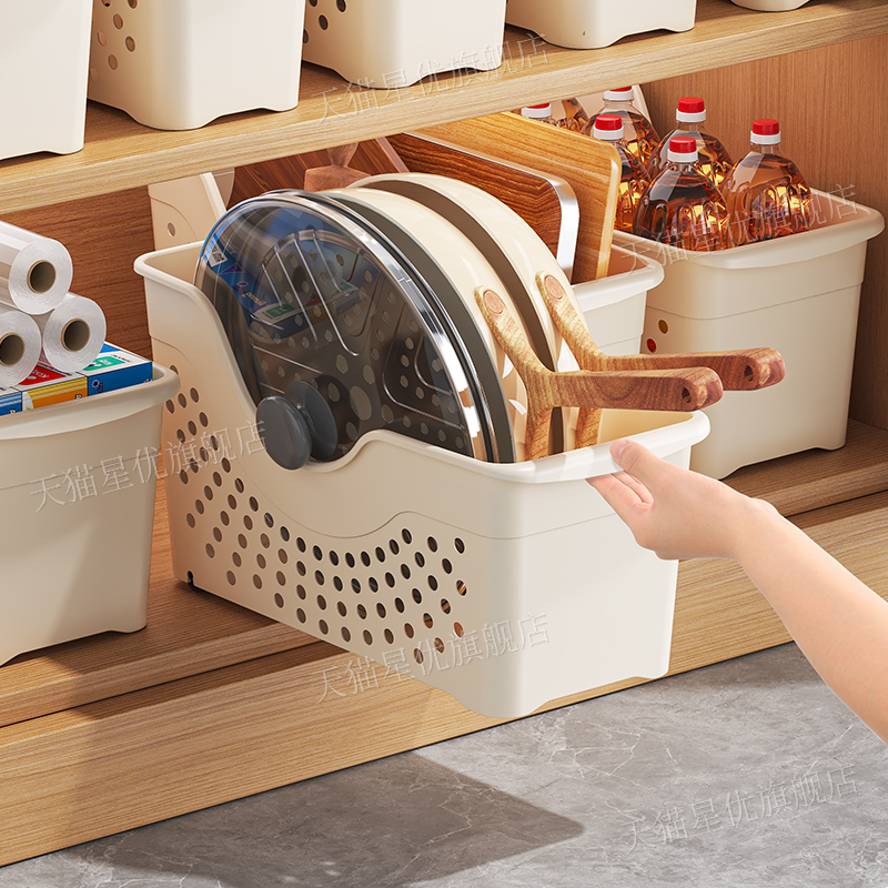 锅具收纳盒带轮厨房橱柜